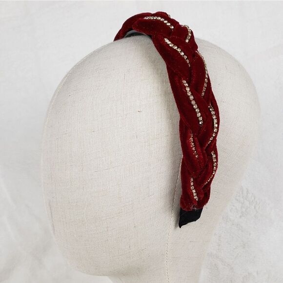 Velvet and Crystal Braided Headband - Picture 1 of 4